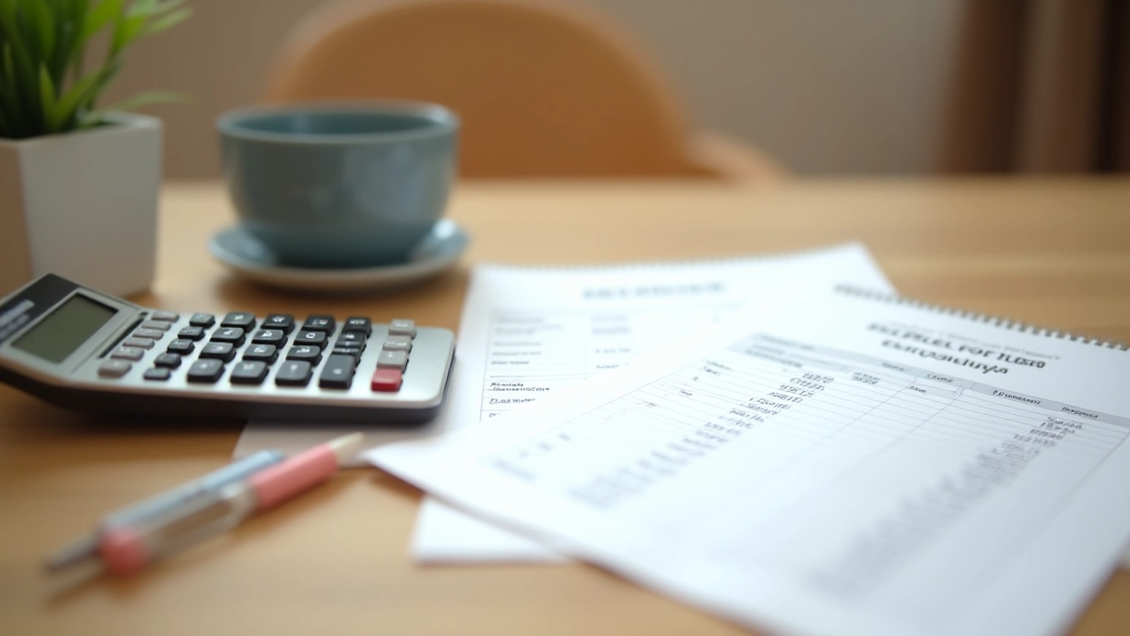 Calculatrice et bloc-notes avec des chiffres et des montants budgétaires pour une fête d'anniversaire