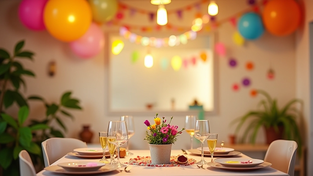 Décor thématique avec matériaux recyclés, guirlandes DIY et ballons suspendus